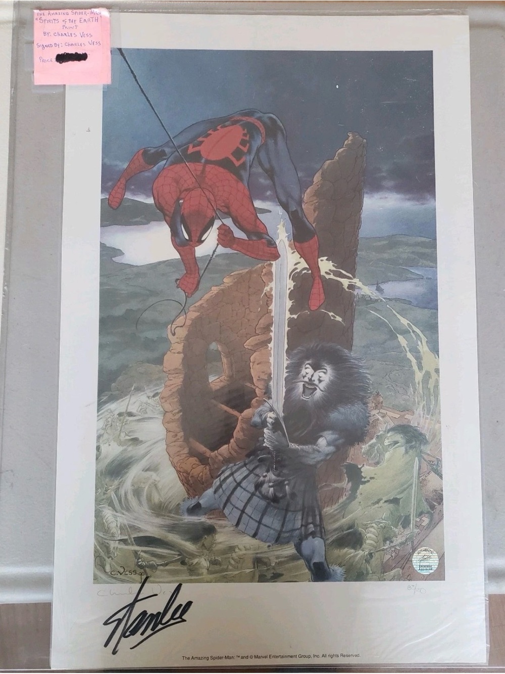 Spider-Man Print “Spirits of the Earth” 83/150 Stan Lee/Charles Vess autograph